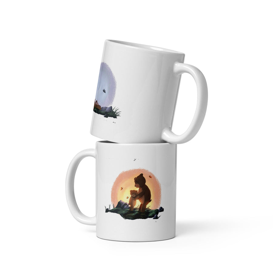 White glossy mug: Little Bev the Bear